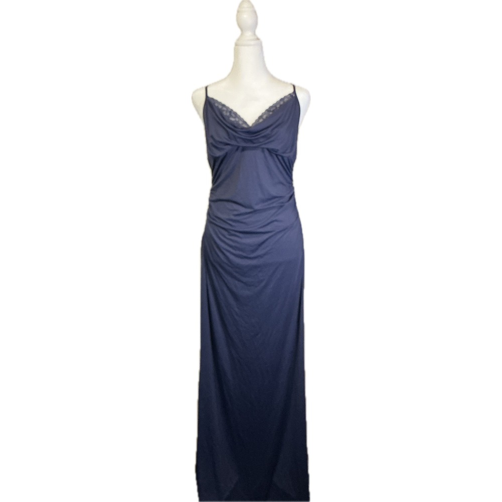 Y2K Inspired Romantic Minimalist Cowl Neckline Feminine Slip Maxi Dress XL